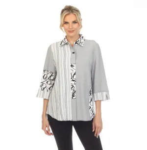 Moonlight ''Stripes & Swirls" Blouse in Black & White - 3655 - Size S Only!