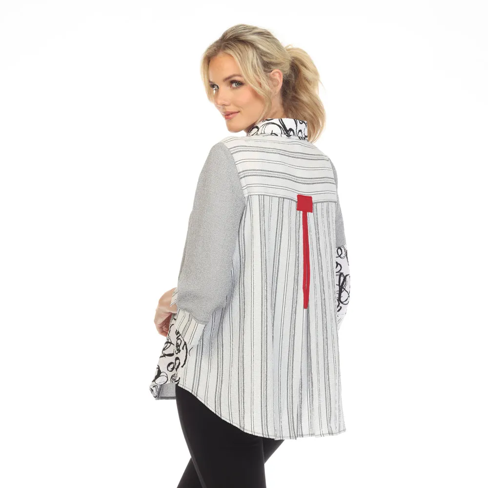 Moonlight ''Stripes & Swirls" Blouse in Black & White - 3655 - Size S Only!