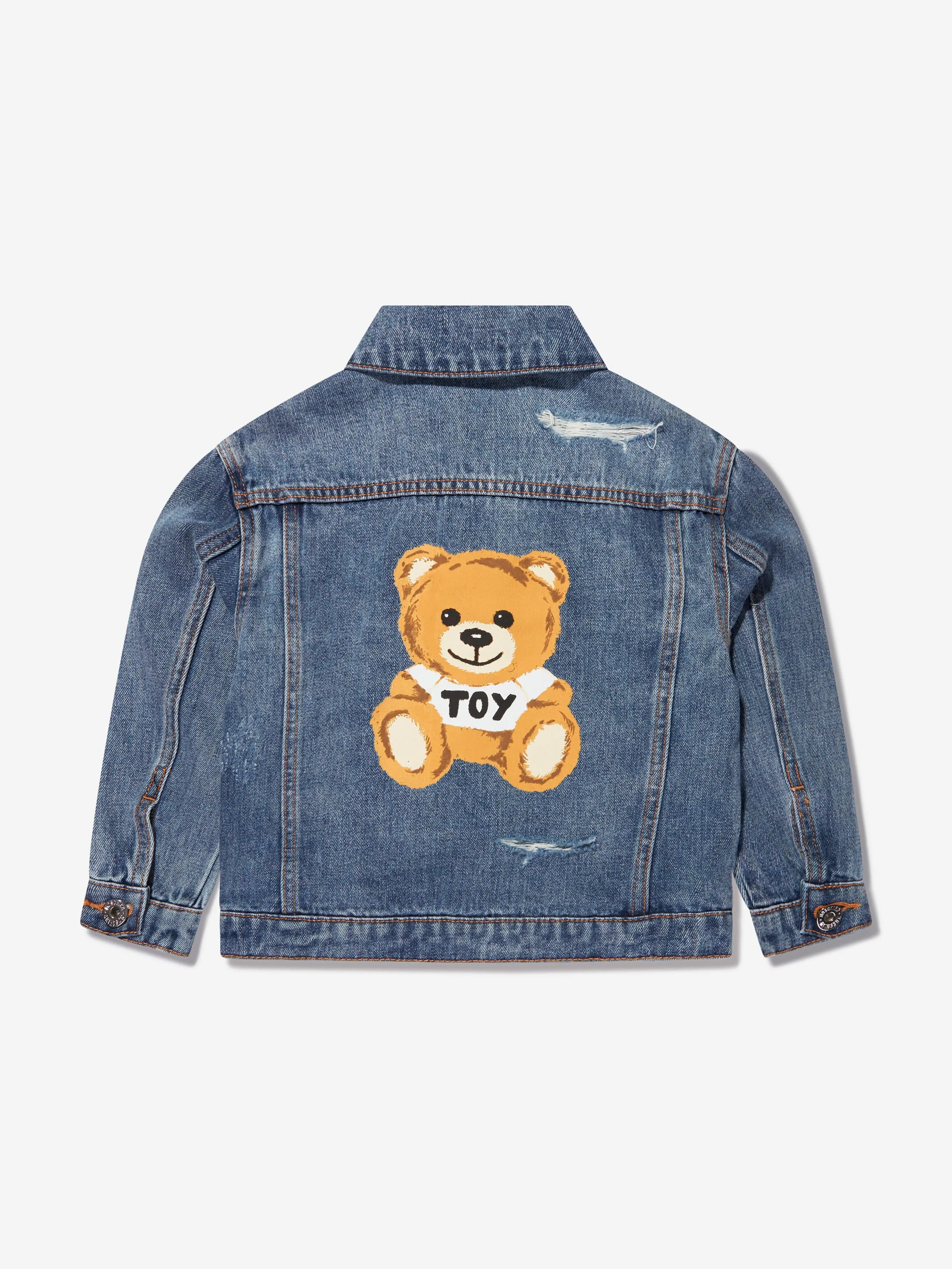 Moschino Kids Teddy Logo Denim Jacket in Blue