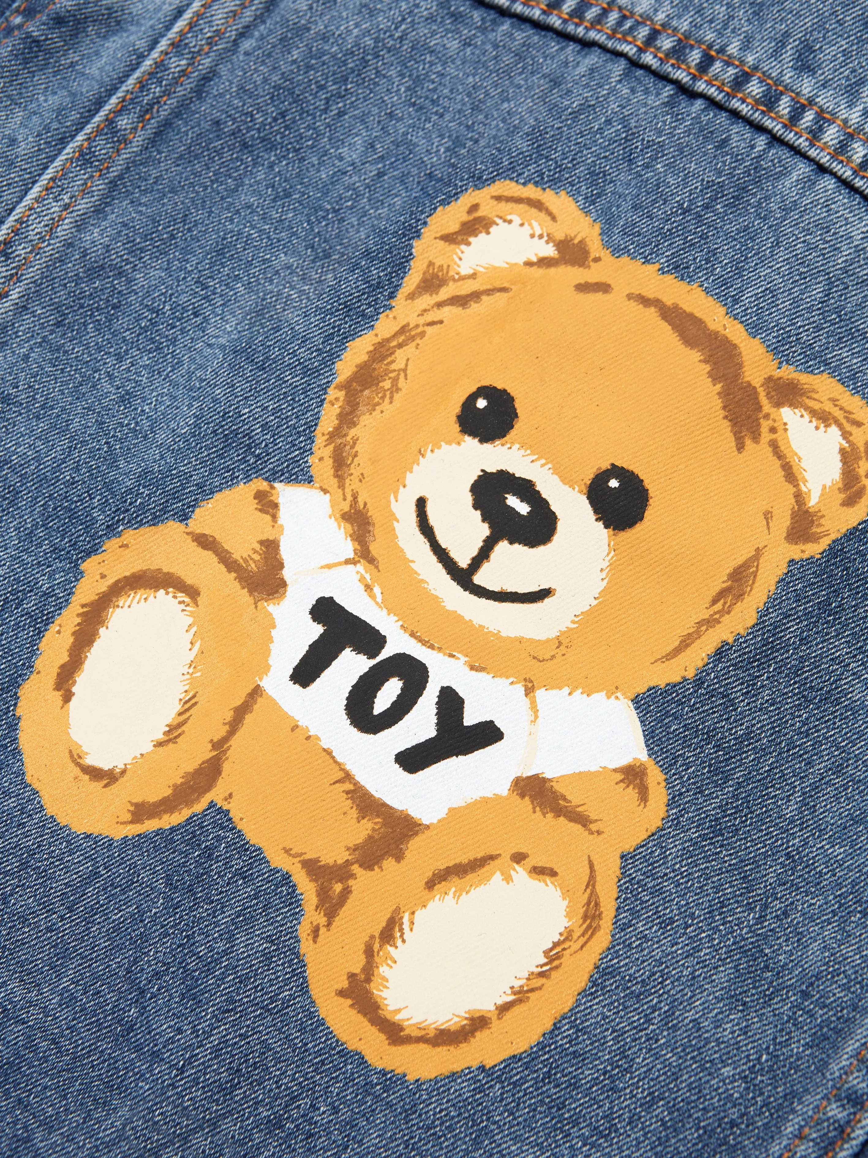 Moschino Kids Teddy Logo Denim Jacket in Blue