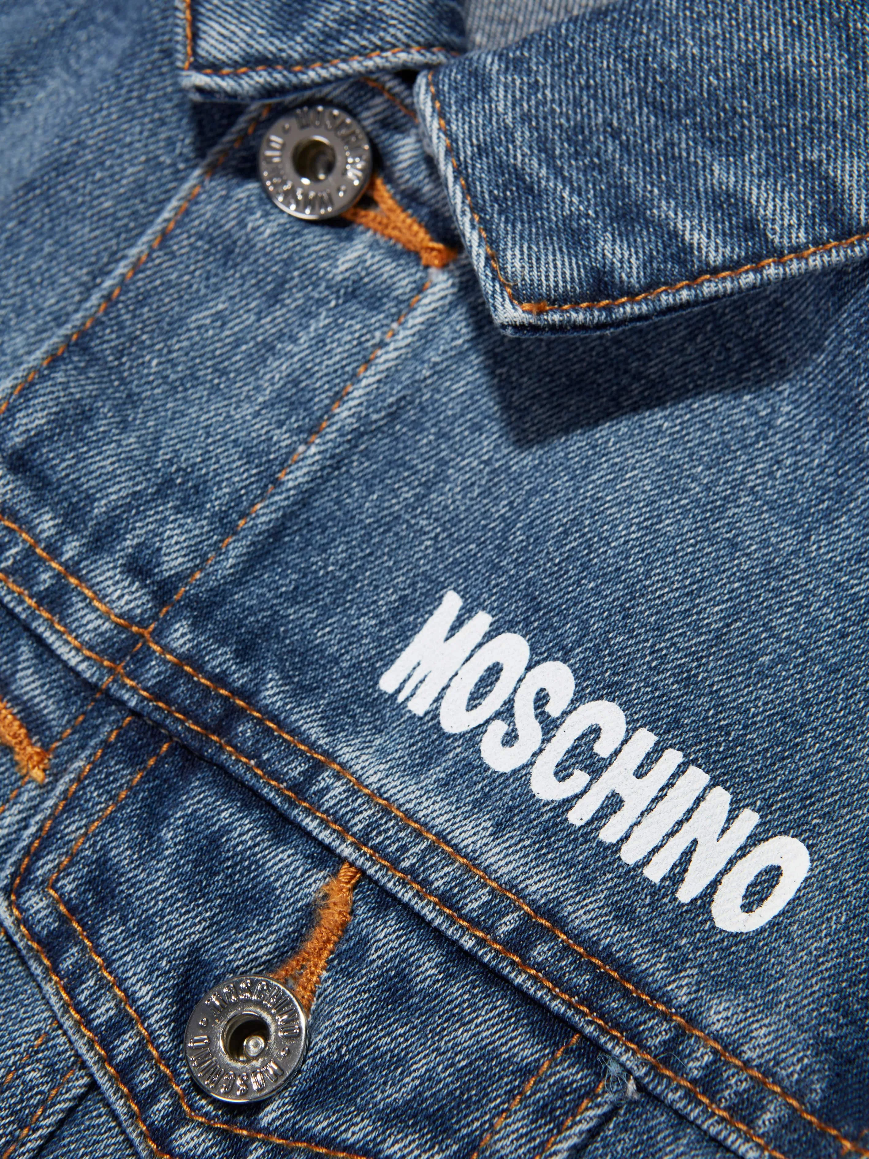 Moschino Kids Teddy Logo Denim Jacket in Blue