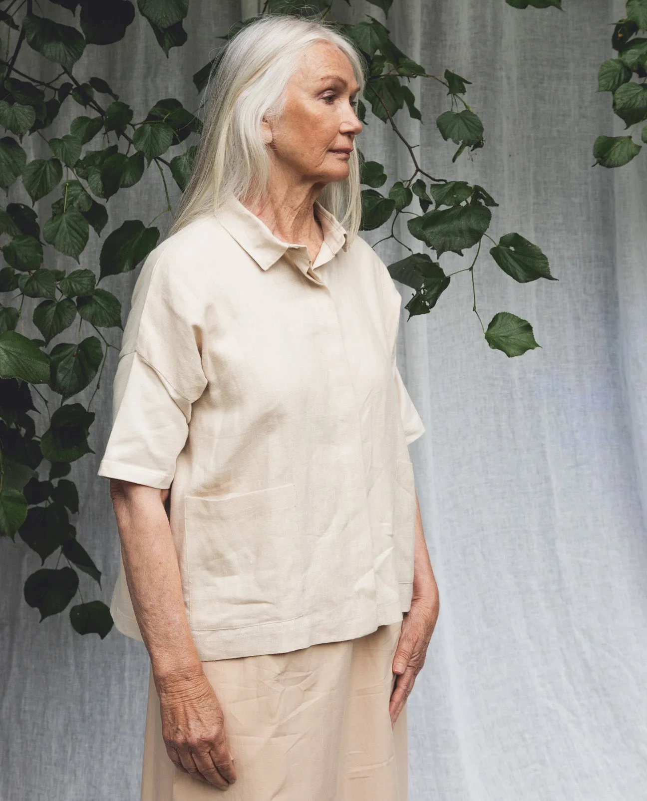 Naomi-May Organic Cotton & Linen Shirt In Cream