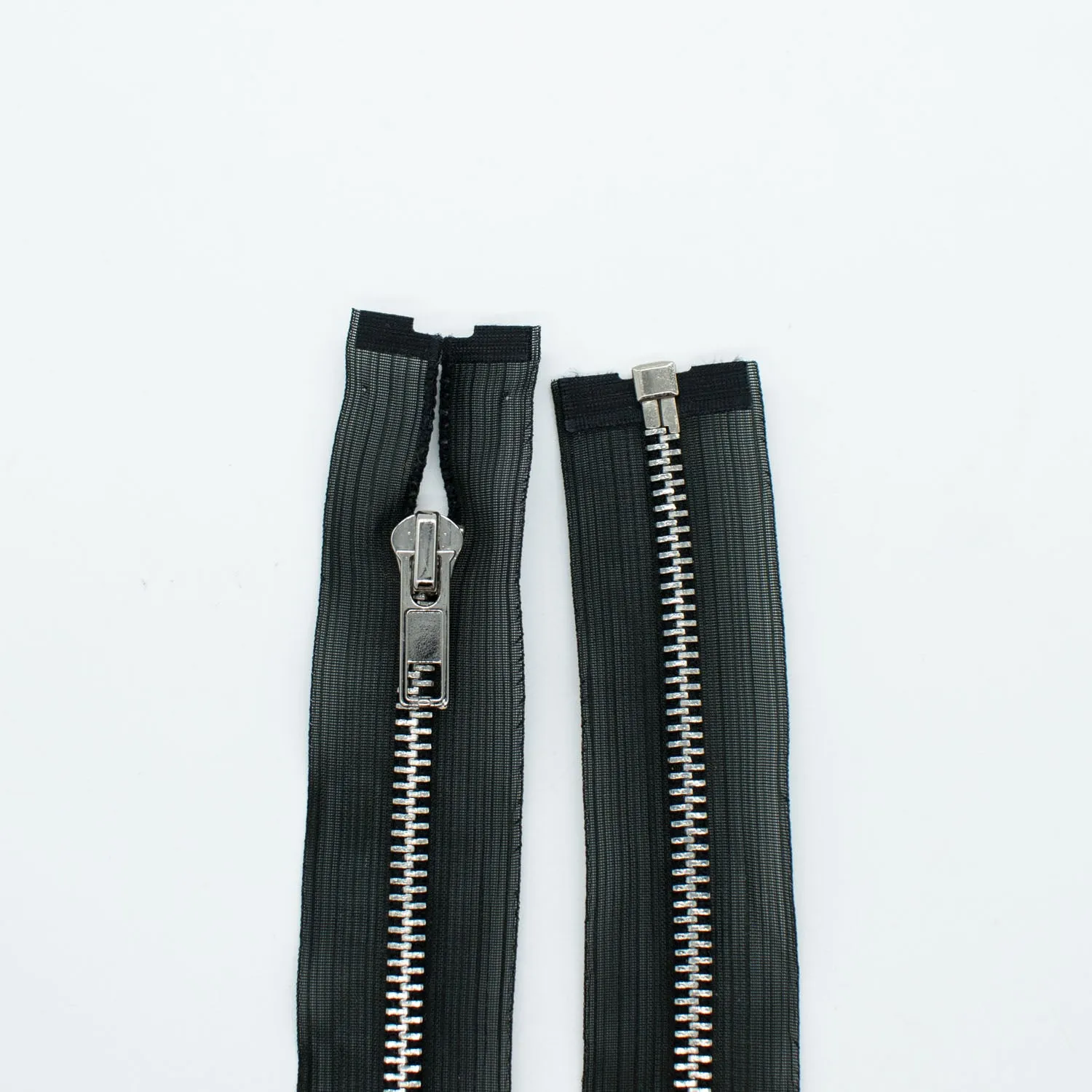 Open End Nylon Metal Fashion Zip 65CM Black & Silver