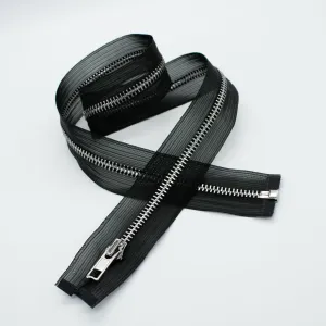 Open End Nylon Metal Fashion Zip 65CM Black & Silver