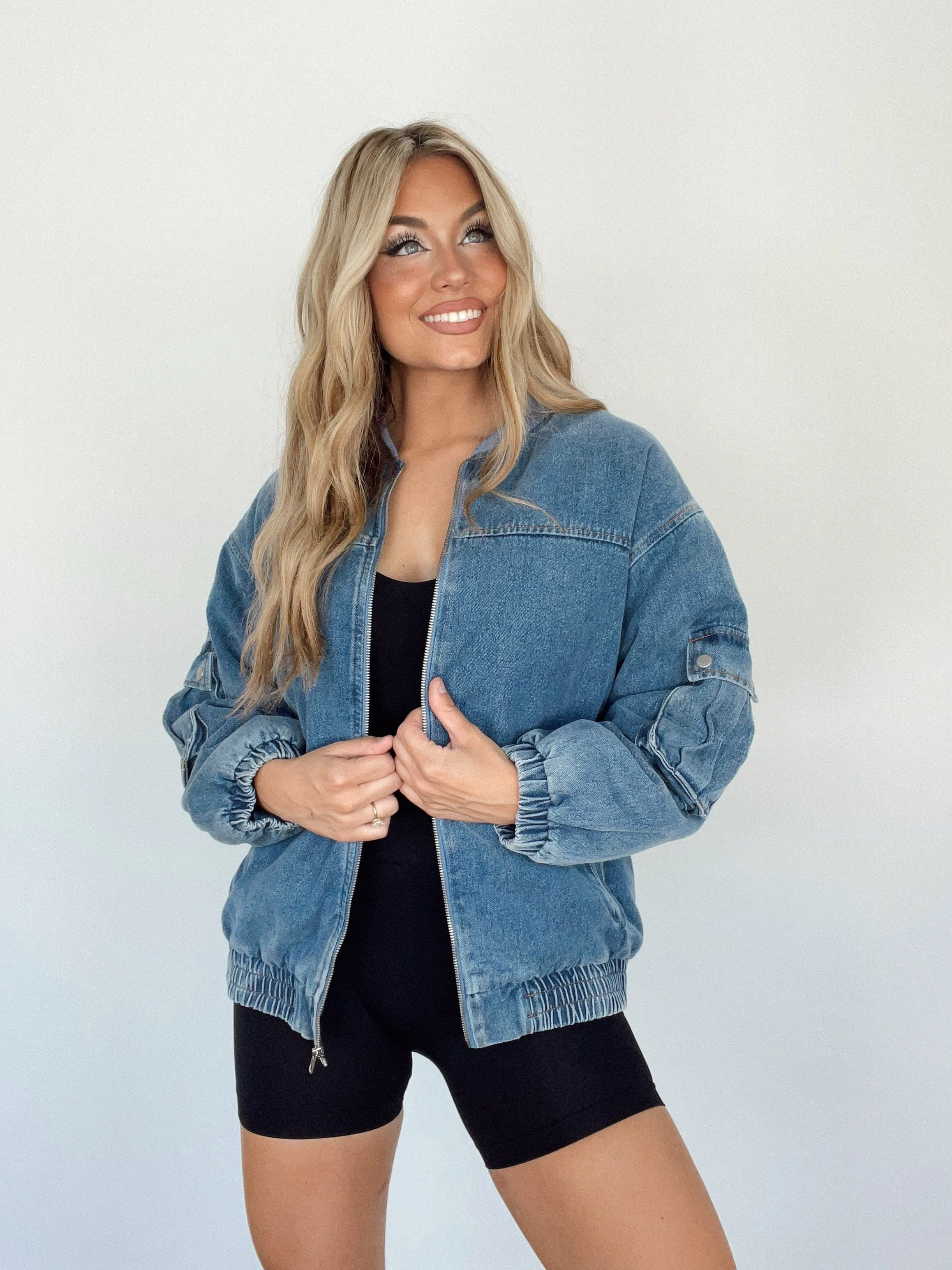 Oversized Denim Bomber Jacket