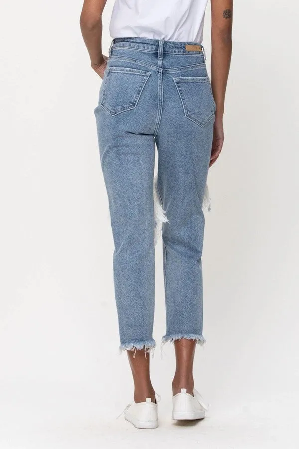 Pants - Denim Crop Distress High Rise