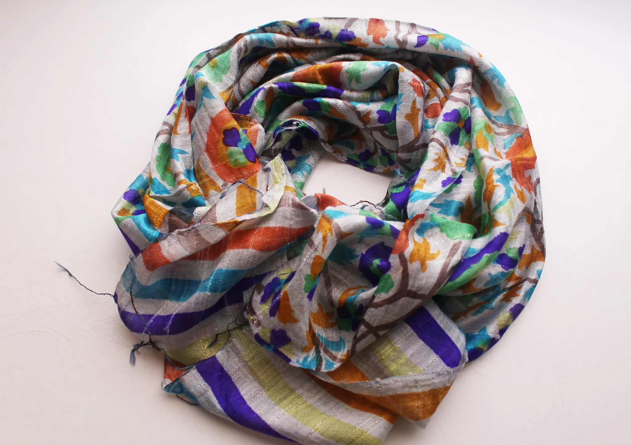 Purple Colorful Soft Floral Print Summer Scarves