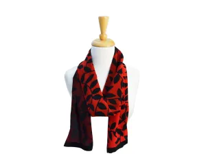 Red/Rust Ombre Leaf Crepe Silk Scarf