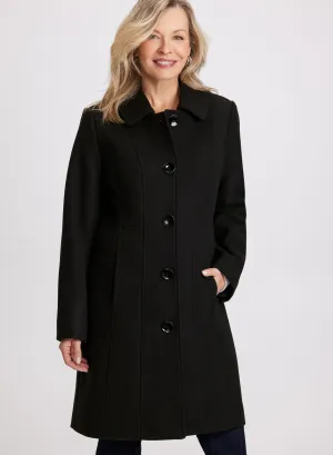 Stretch Wool Blend Coat