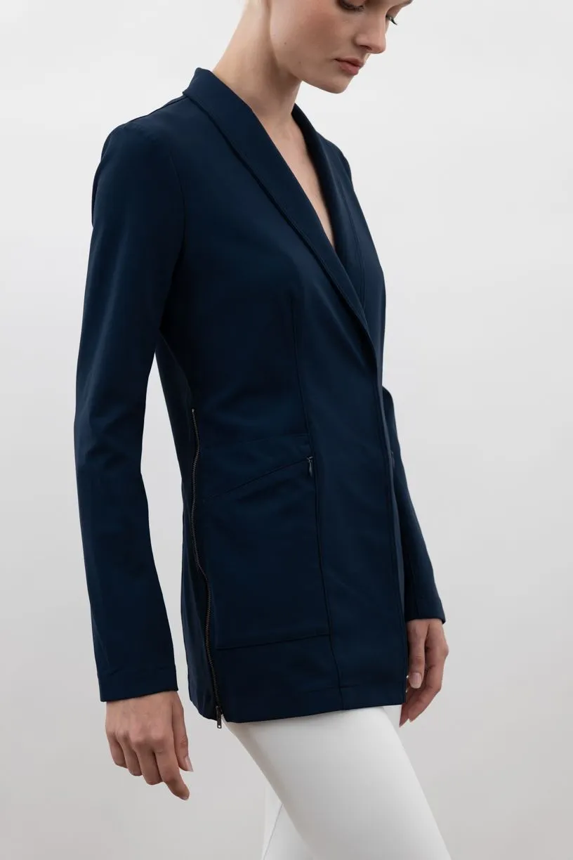 Tech Stretch Shawl Collar Blazer with Utility Pockets - VALBELLA SP24