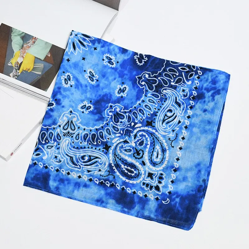 Tie Dye Bandana Cotton Paisley Bandanas Headbands Cowboy Handkerchiefs for Men and Women Colorful Hip-Hop Cycling Outdoor