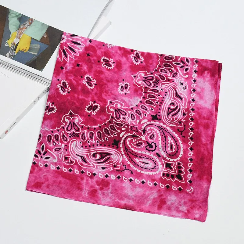 Tie Dye Bandana Cotton Paisley Bandanas Headbands Cowboy Handkerchiefs for Men and Women Colorful Hip-Hop Cycling Outdoor