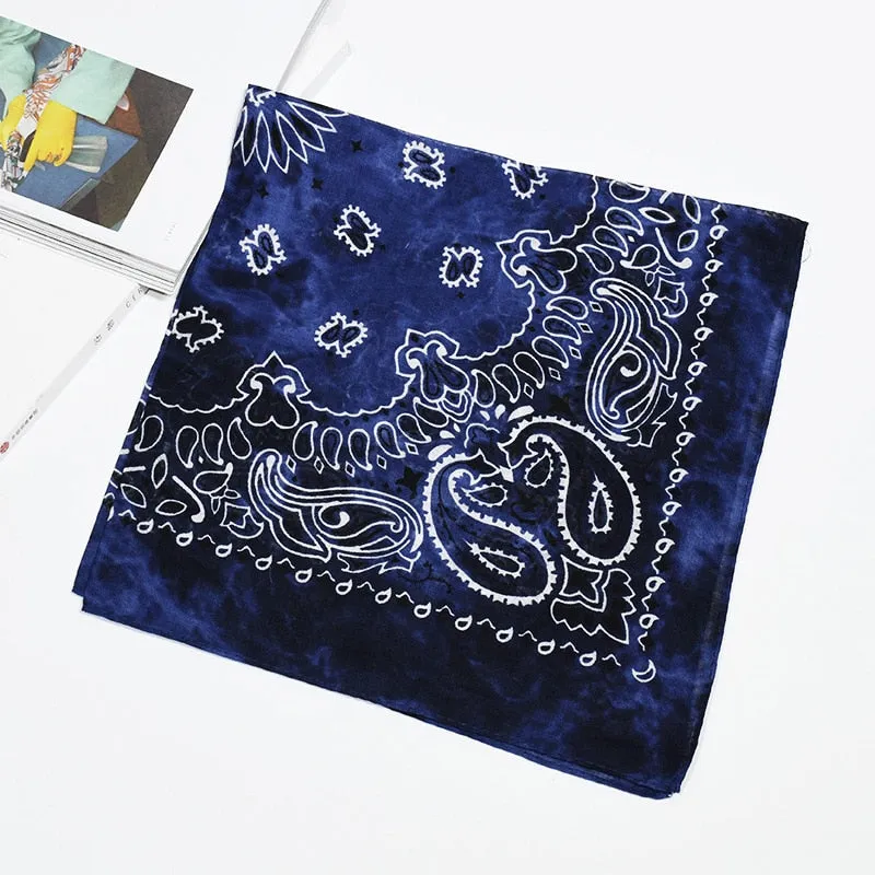 Tie Dye Bandana Cotton Paisley Bandanas Headbands Cowboy Handkerchiefs for Men and Women Colorful Hip-Hop Cycling Outdoor