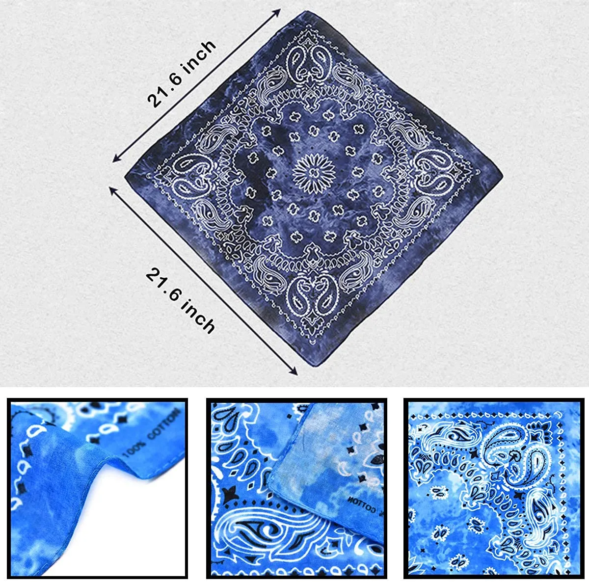 Tie Dye Bandana Cotton Paisley Bandanas Headbands Cowboy Handkerchiefs for Men and Women Colorful Hip-Hop Cycling Outdoor