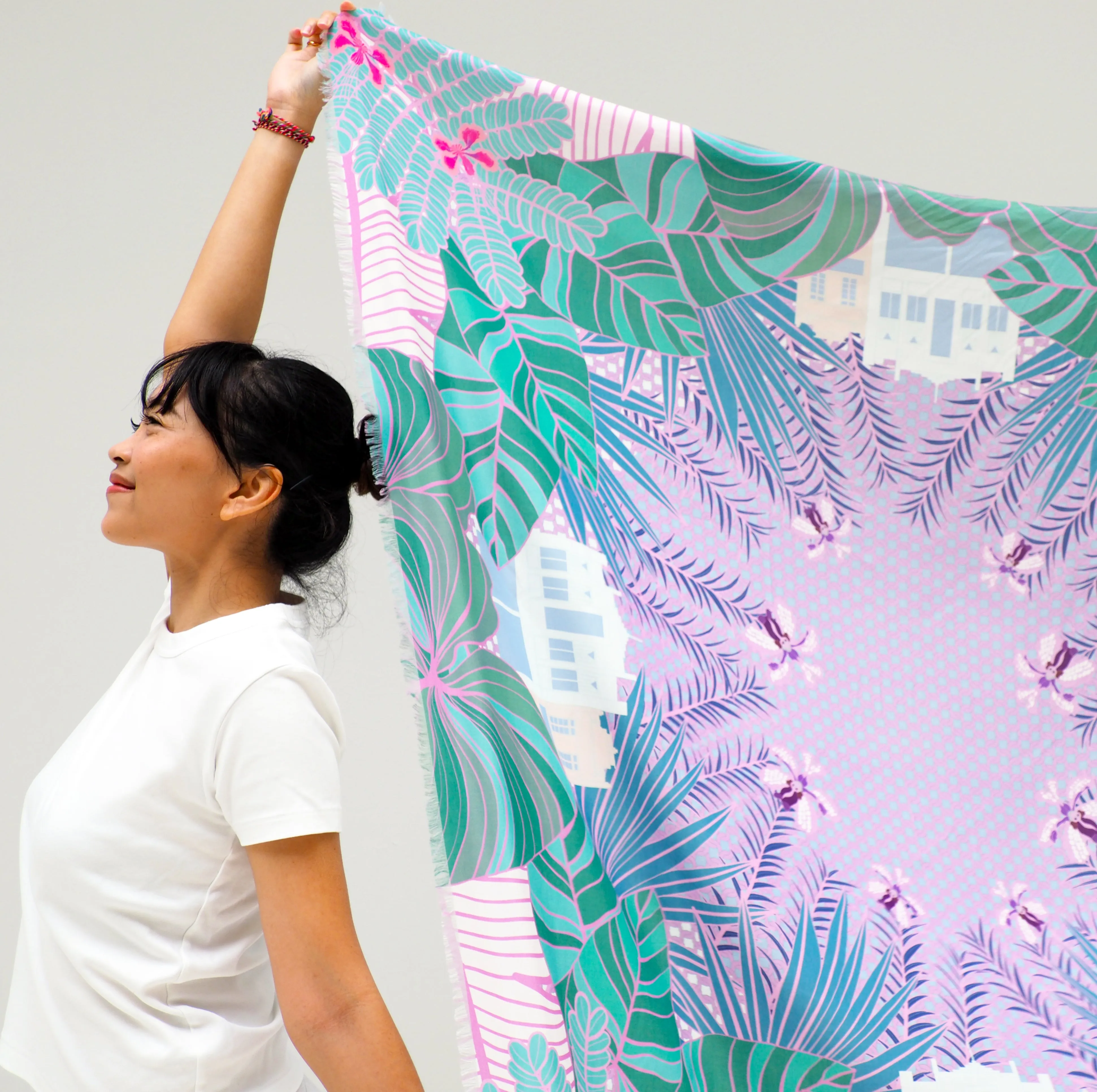 Tropical Art Deco Maxi Scarf