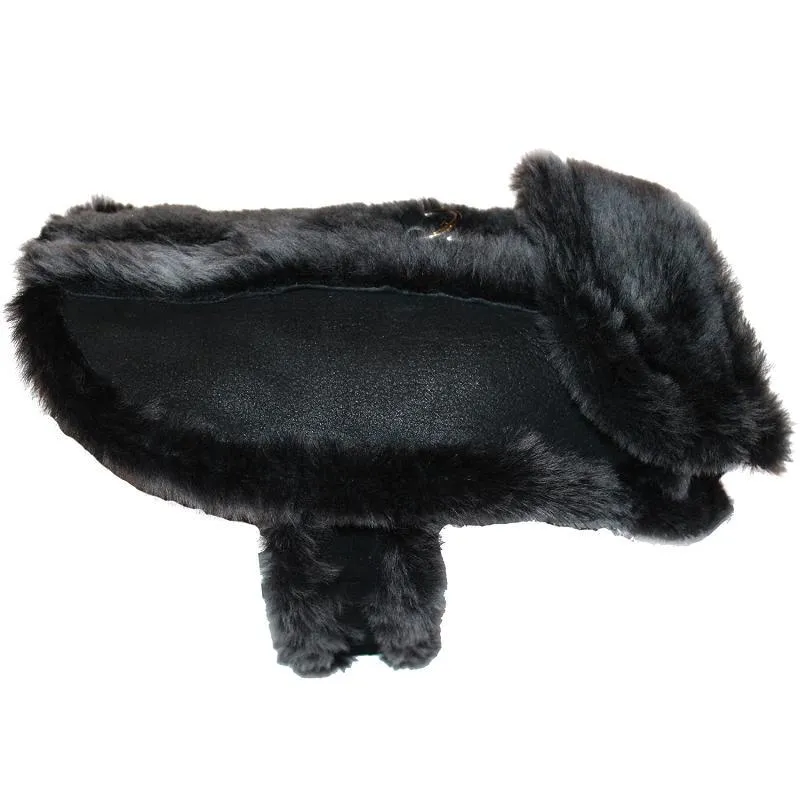 Ugg Style Black Leather Shearling Dog Coat