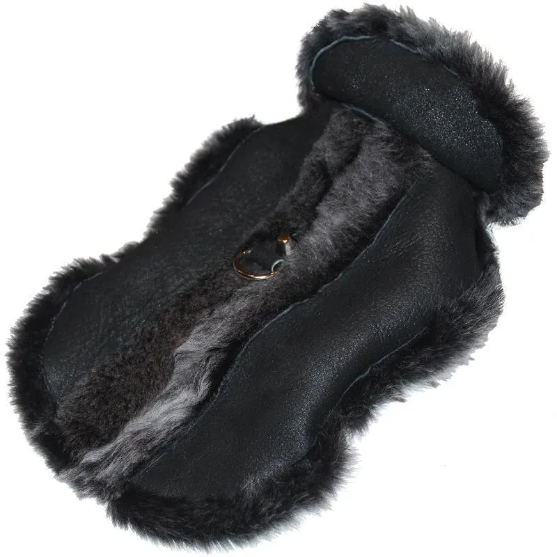 Ugg Style Black Leather Shearling Dog Coat