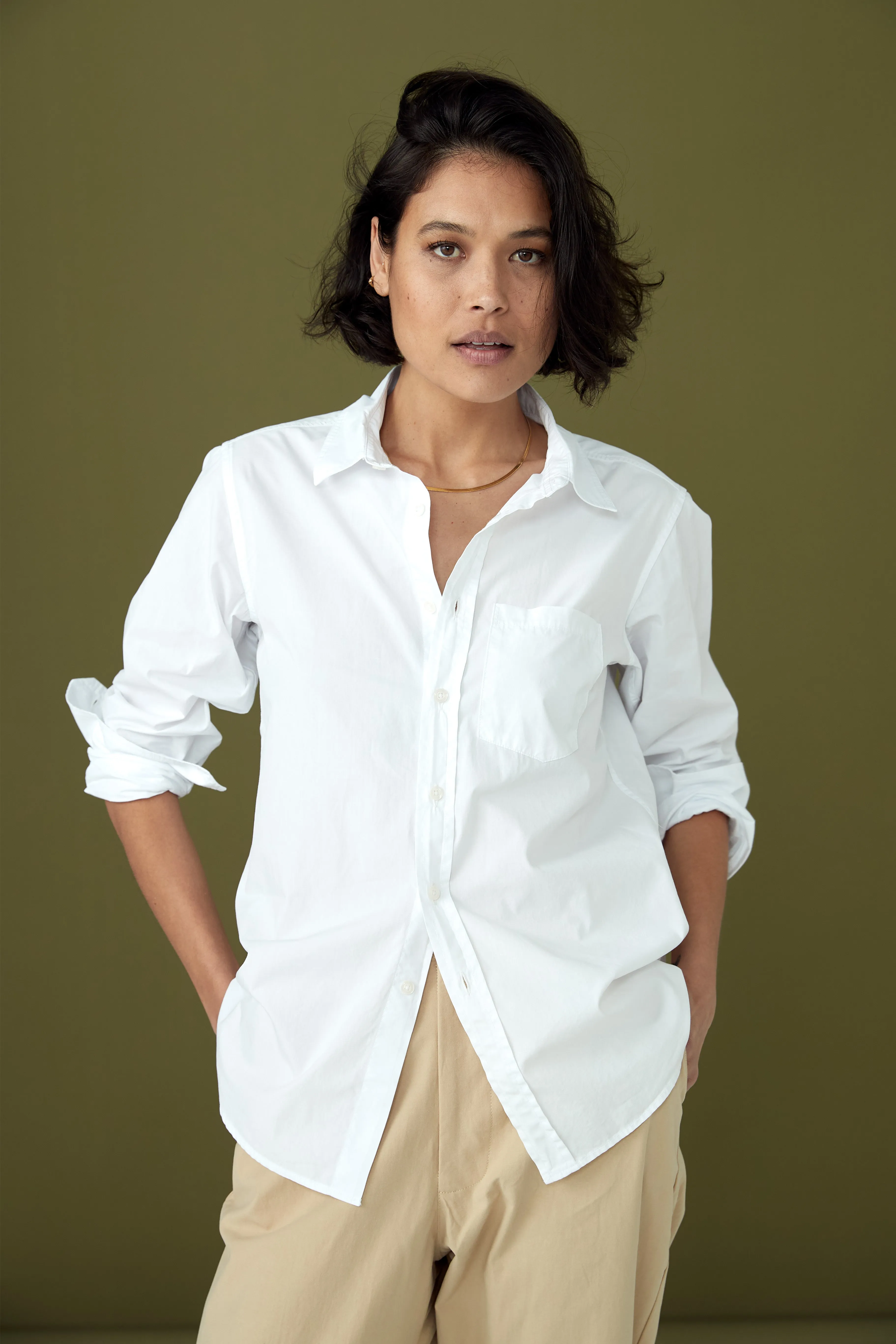 White Cotton Poplin Shirt