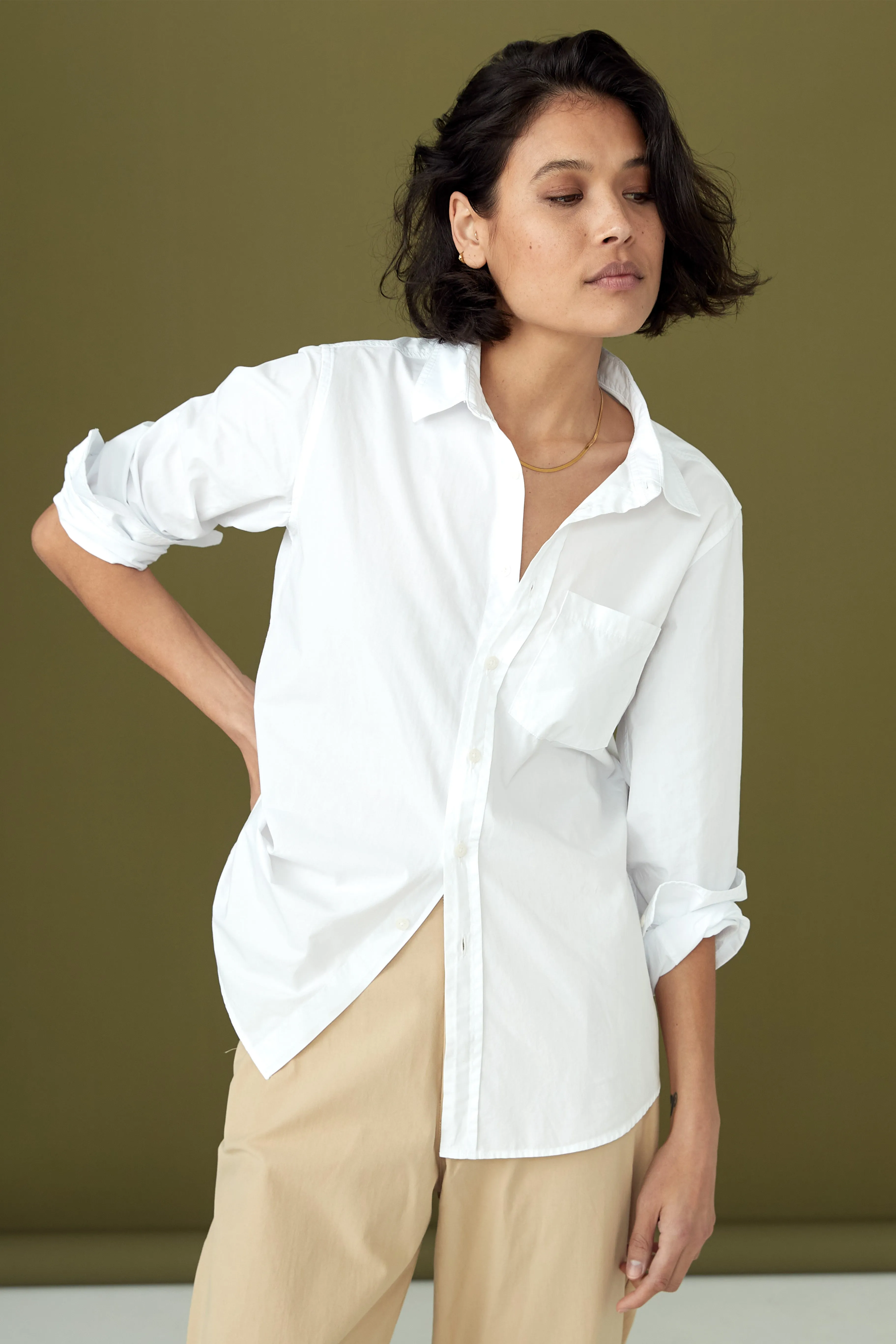 White Cotton Poplin Shirt