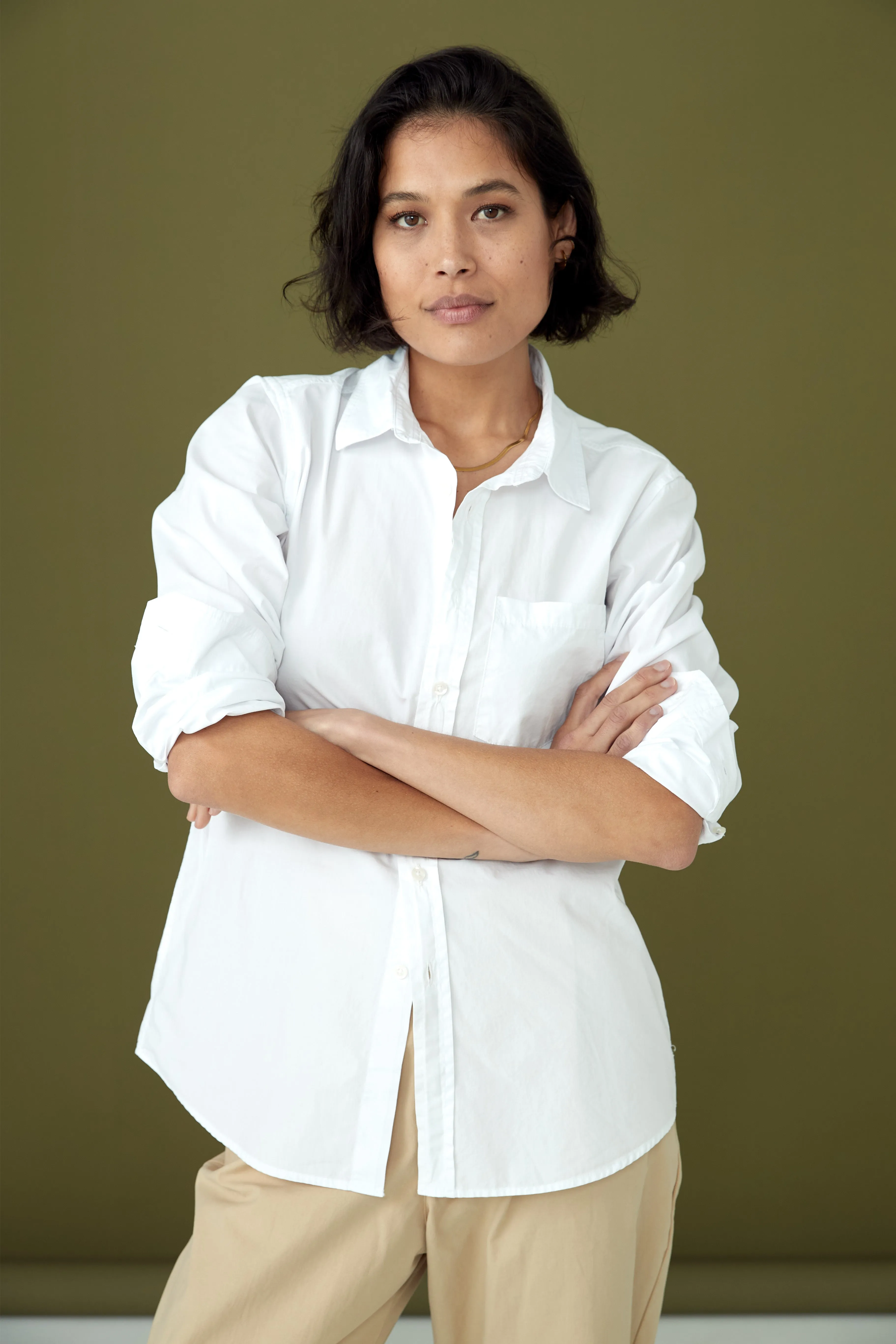 White Cotton Poplin Shirt