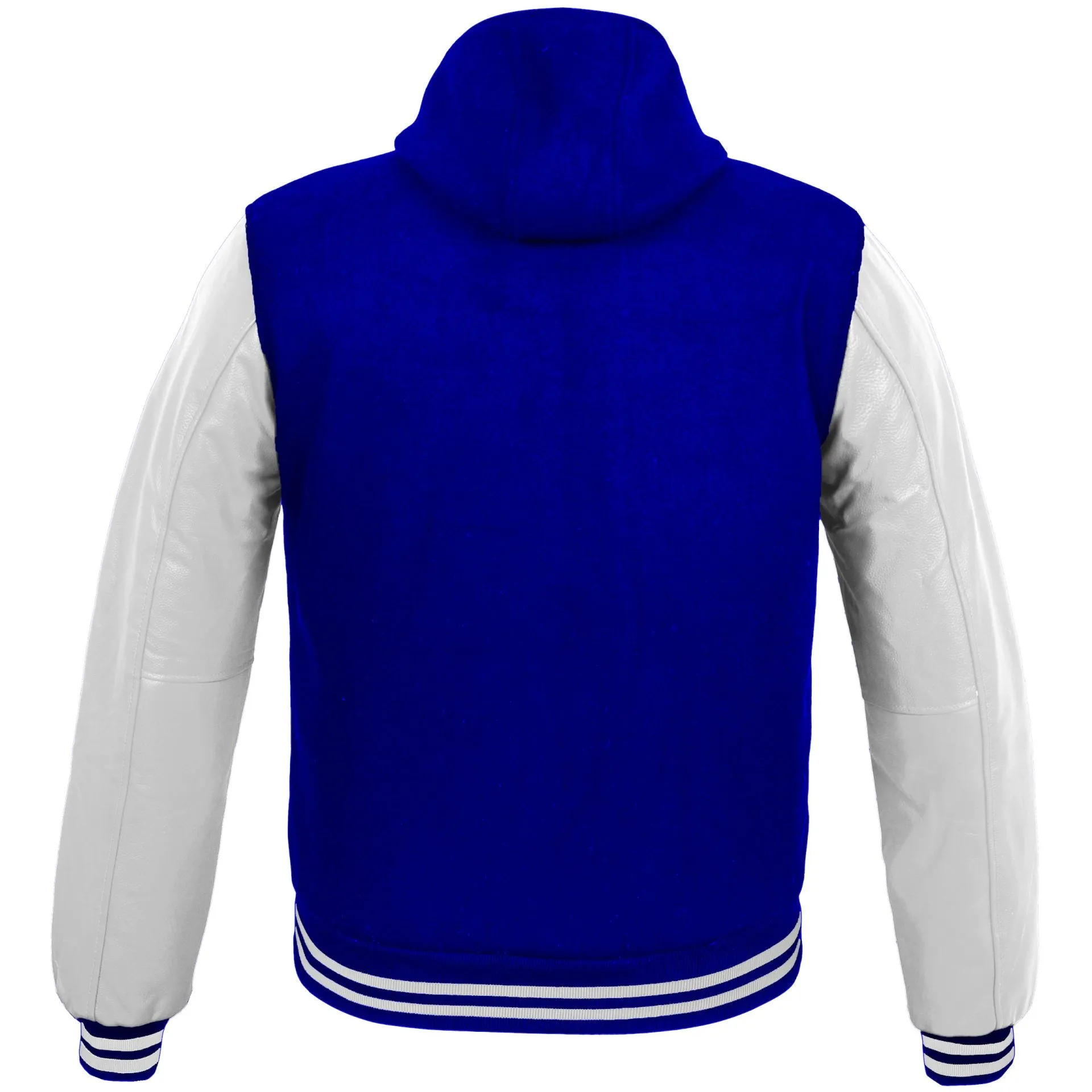 Women Hoodie Wool Leather Baseball College/School Letterman Varsity Style Navy Blue/White Hoodie