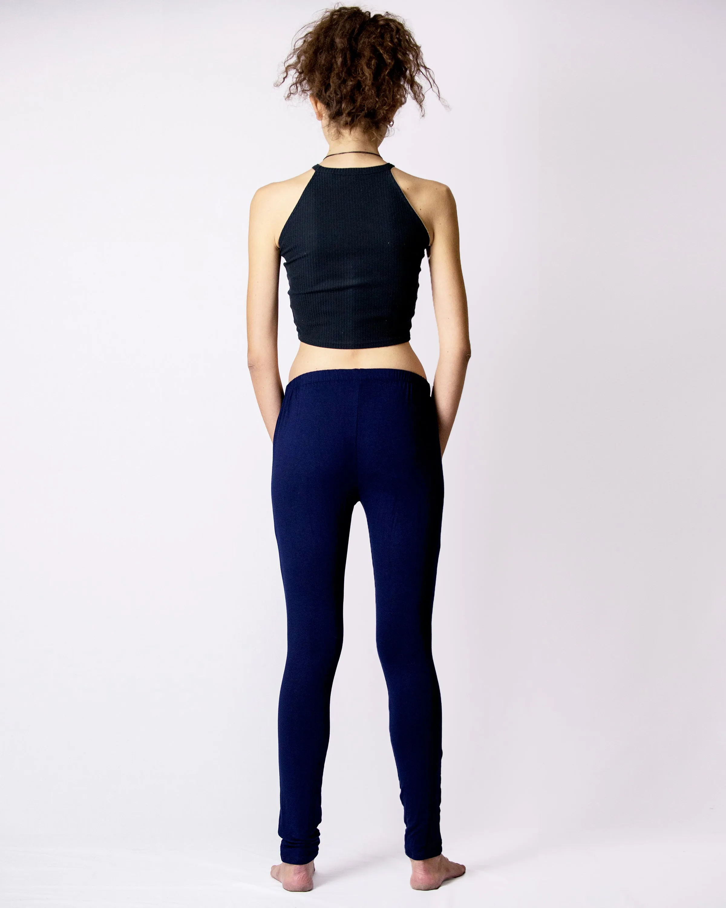 Womens Solid Color Yoga Leggings in Navy