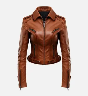 Women’s Stylish Brown Leather Jacket